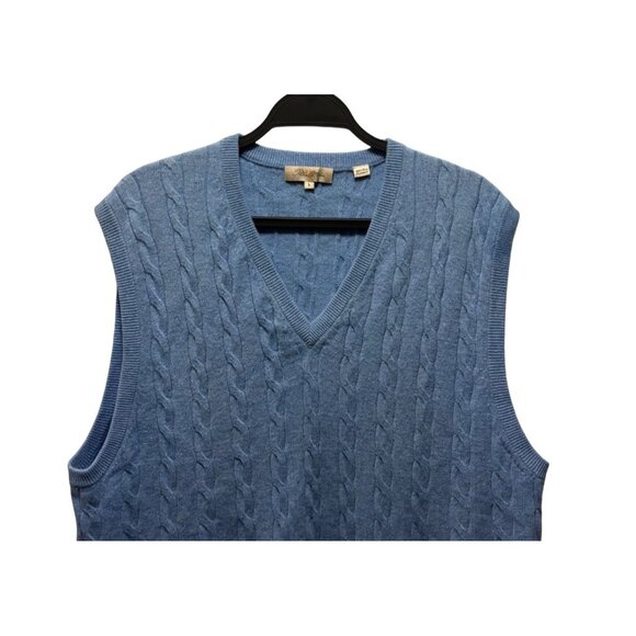 Peter Millar Mens Cable Knit Blue Cashmere Sweater Vest Size L - Picture 3 of 6